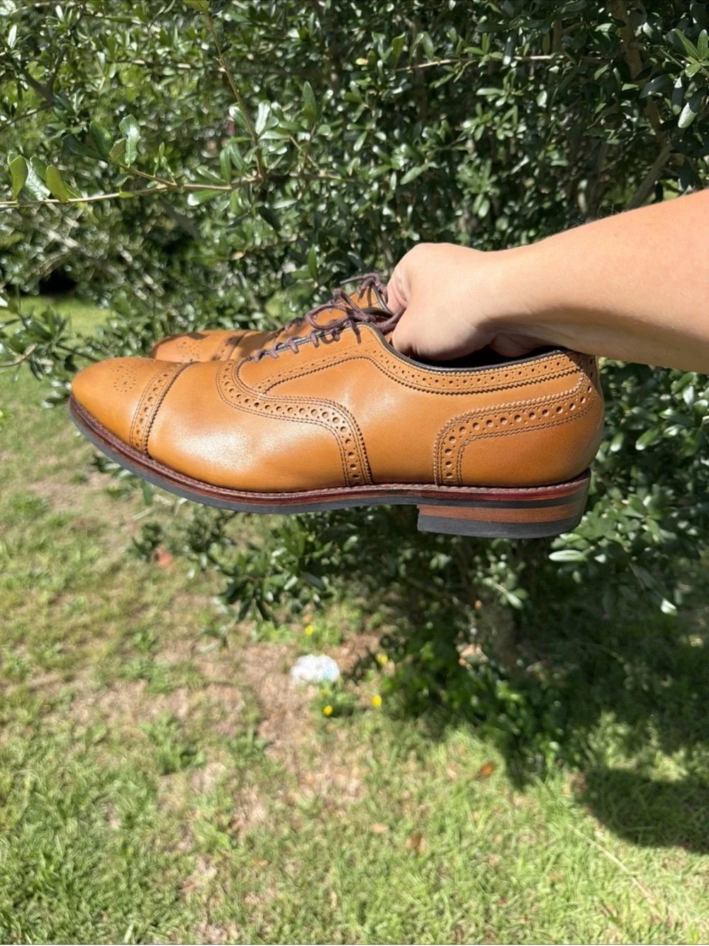 Allen Edmonds Strand Brown Leather Cap Toe Brogue Dress Shoes Men Size 14 D